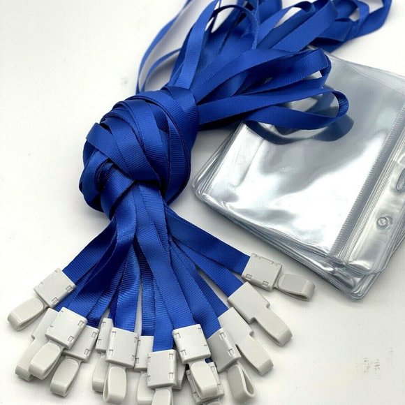 (15) ID Badge Holder Clear Plastic Vaccination Card Holder Zip Lock 4x3 Lanyards - Picture 2 of 4